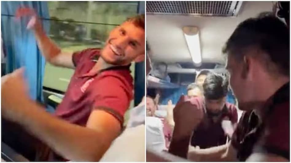 In the shared video, the Afghanistan team players can be seen dancing inside a bus. While some players are standing between the seats and grooving to the upbeat song, others are grooving while sitting in their seats In the shared video, the Afghanistan team players can be seen dancing inside a bus. While some players are standing between the seats and grooving to the upbeat song, others are grooving while sitting in their seats