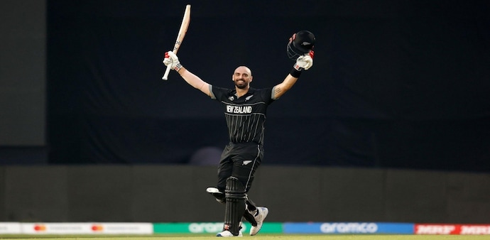 New Zealand's Daryl Mitchell made a century against India in Dharamshala New Zealand's Daryl Mitchell made a century against India in Dharamshala