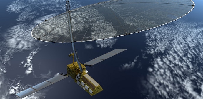 Artist concept of the Nasa-Isro synthetic aperture radar (NISAR) satellite in orbit. Artist concept of the Nasa-Isro synthetic aperture radar (NISAR) satellite in orbit.
