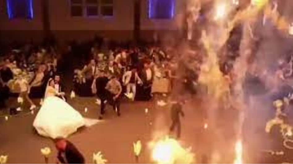 Now, the viral video from the wedding shows the inside of the wedding hall near the village of Qaraqosh (also known as Al-Hamdaniya) in Iraq Now, the viral video from the wedding shows the inside of the wedding hall near the village of Qaraqosh (also known as Al-Hamdaniya) in Iraq