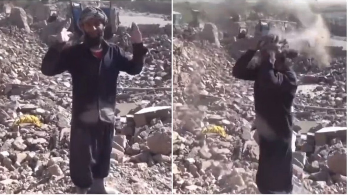 In the video, this Afghan man can be seen helplessly crying and praying to God to save his family trapped in the rubble of the disastrous earthquake In the video, this Afghan man can be seen helplessly crying and praying to God to save his family trapped in the rubble of the disastrous earthquake