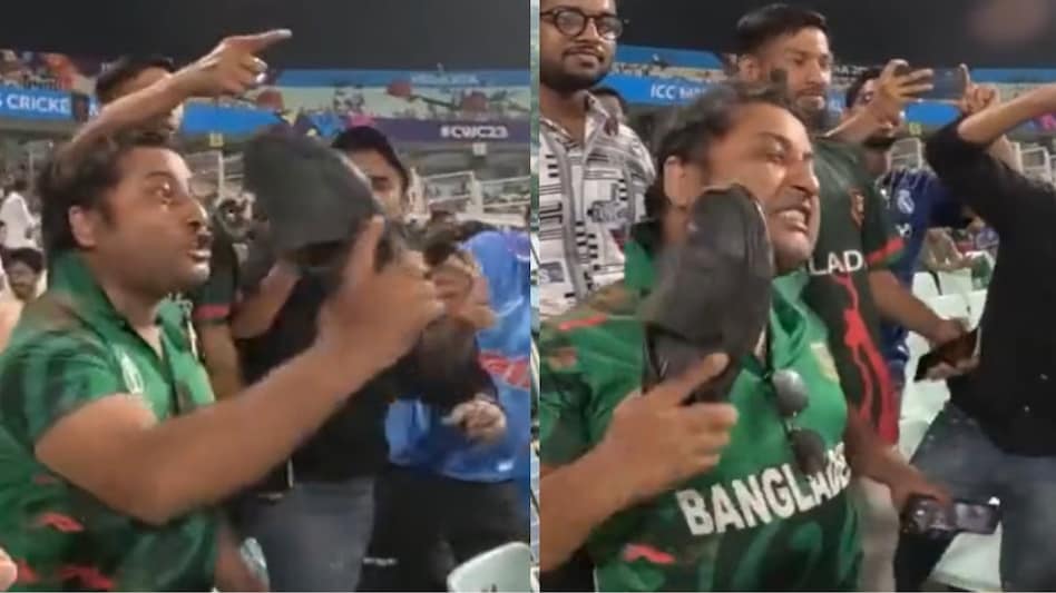 In the video, it can be seen that along with taking out his frustration through words, the fan went ahead and slapped himself with a slipper in anger In the video, it can be seen that along with taking out his frustration through words, the fan went ahead and slapped himself with a slipper in anger