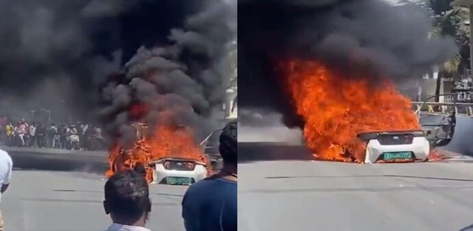 No casualties have been reported due to the fire and the reason behind the blaze is yet to be ascertained. No casualties have been reported due to the fire and the reason behind the blaze is yet to be ascertained.