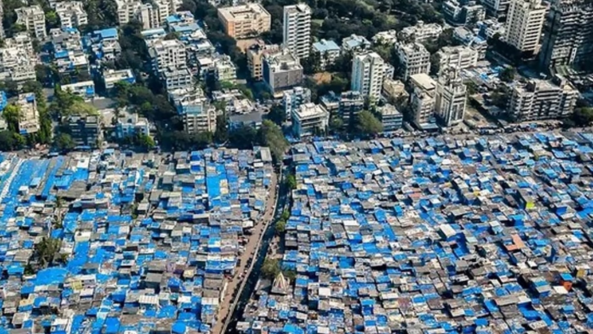 An aerial view of the Dharavi slum. An aerial view of the Dharavi slum.