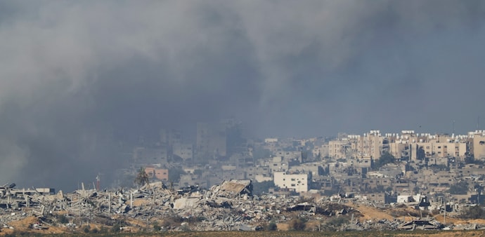 Smoke rises after Israeli air strikes in Gaza, as seen from southern Israel Smoke rises after Israeli air strikes in Gaza, as seen from southern Israel