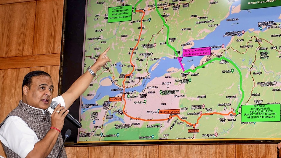 Assam Chief Minister Himanta Biswa Sarma addresses a press conference regarding various National Highways projects of the State at the Lok Sewa Bhawan in Guwahati. (PTI Photo) Assam Chief Minister Himanta Biswa Sarma addresses a press conference regarding various National Highways projects of the State at the Lok Sewa Bhawan in Guwahati. (PTI Photo)