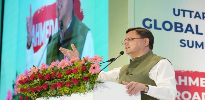 Uttarakhand Chief Minister Pushkar Singh Dhami held a roadshow in Ahmedabad on November 1 Uttarakhand Chief Minister Pushkar Singh Dhami held a roadshow in Ahmedabad on November 1