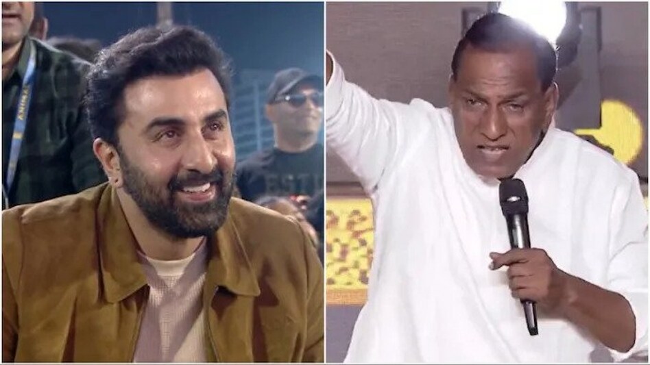 Ranbir Kapoor and Telangana minister Chamakura Malla Reddy at the Animal pre-release event in Hyderabad Ranbir Kapoor and Telangana minister Chamakura Malla Reddy at the Animal pre-release event in Hyderabad