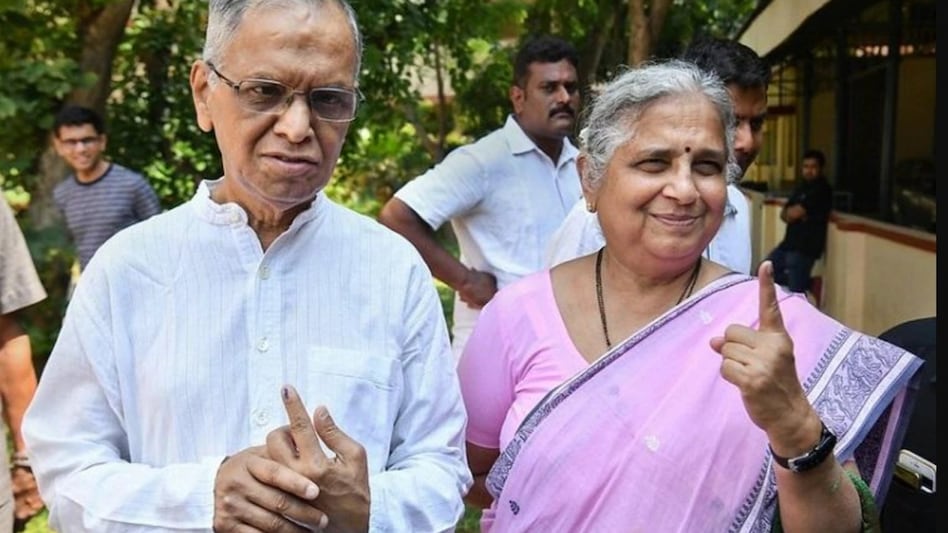 Their son Rohan Murthy and daughter-in-law Aparna Krishnan welcomed a baby boy on November 10 in Bengaluru. Their son Rohan Murthy and daughter-in-law Aparna Krishnan welcomed a baby boy on November 10 in Bengaluru.