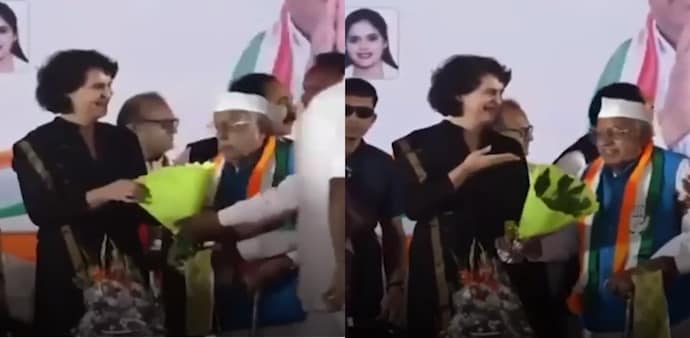 This hilarious moment is from the Congress leader's rally at Indore in Madhya Pradesh that was organised on Monday, given the upcoming election in the state This hilarious moment is from the Congress leader's rally at Indore in Madhya Pradesh that was organised on Monday, given the upcoming election in the state
