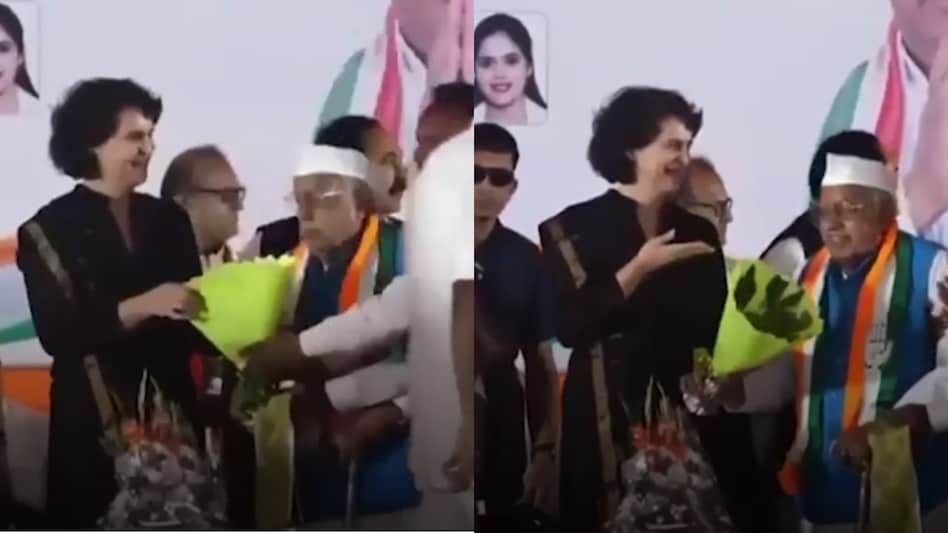 This hilarious moment is from the Congress leader's rally at Indore in Madhya Pradesh that was organised on Monday, given the upcoming election in the state This hilarious moment is from the Congress leader's rally at Indore in Madhya Pradesh that was organised on Monday, given the upcoming election in the state