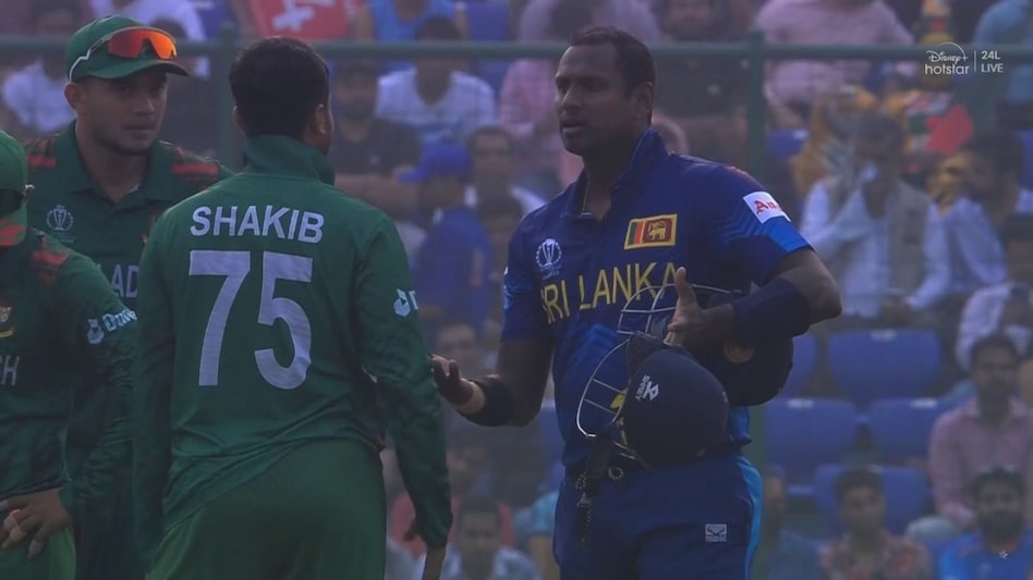 World Cup 2023: Sri Lanka's Angelo Mathews was given 'timed out' at Delhi's Arun Jaitley Cricket Stadium World Cup 2023: Sri Lanka's Angelo Mathews was given 'timed out' at Delhi's Arun Jaitley Cricket Stadium