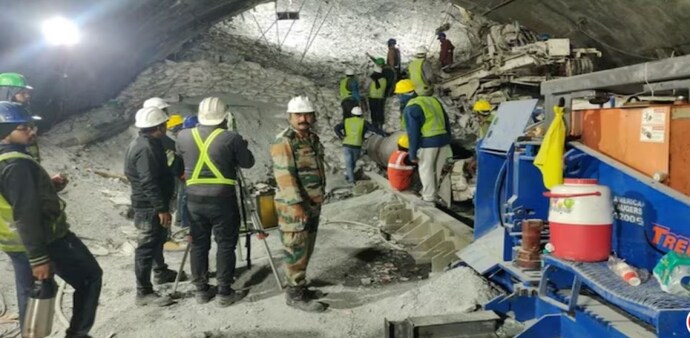 Silkyara tunnel, about 30 km from the district headquarters of Uttarkashi, is part of the ambitious Char Dham road project of the central government. The tunnel collapsed on November 12 Silkyara tunnel, about 30 km from the district headquarters of Uttarkashi, is part of the ambitious Char Dham road project of the central government. The tunnel collapsed on November 12