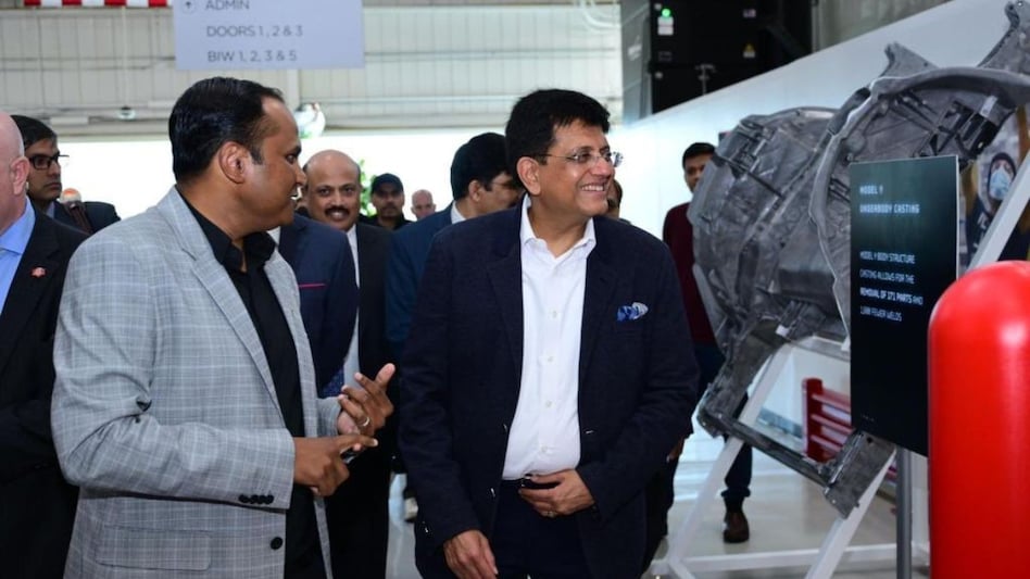 Minister of Commerce and Industry Piyush Goyal during his visit to Tesla factory in US Minister of Commerce and Industry Piyush Goyal during his visit to Tesla factory in US