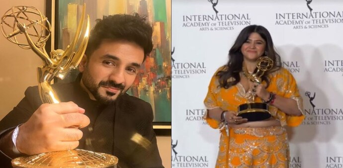 Vir Das and Ektaa Kapoor at Emmys 2023 Vir Das and Ektaa Kapoor at Emmys 2023