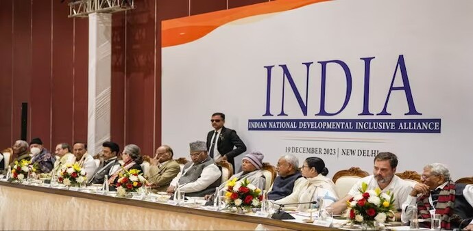 Nitish Kumar was addressing the INDIA bloc leaders Nitish Kumar was addressing the INDIA bloc leaders