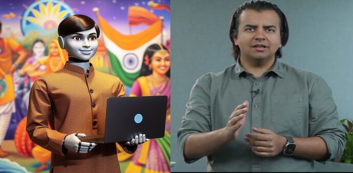 Ola CEO Bhavish Aggarwal to introduce Krutrim AI to India and the world (Left image created using Bing Create) Ola CEO Bhavish Aggarwal to introduce Krutrim AI to India and the world (Left image created using Bing Create)