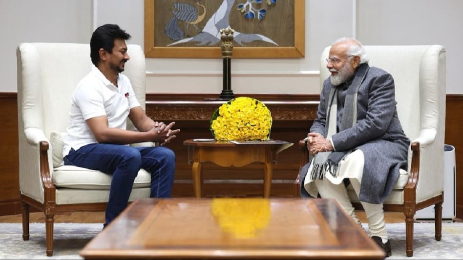 DMK's Udhayanidhi Stalin meets PM Modi for first time since Sanatan row, seeks funds for Tamil Nadu flood relief DMK's Udhayanidhi Stalin meets PM Modi for first time since Sanatan row, seeks funds for Tamil Nadu flood relief