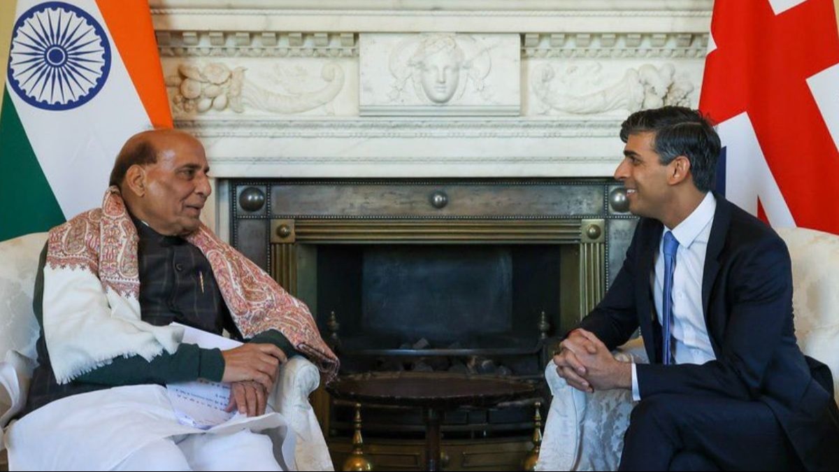 Defence Minister Rajnath Singh meets UK PM Rishi Sunak in London to discuss defence, economic cooperation