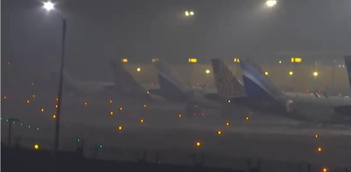 On Monday, five flights were diverted and over 100 flights were delayed at the Delhi airport due to fog and low visibility. On Monday, five flights were diverted and over 100 flights were delayed at the Delhi airport due to fog and low visibility.