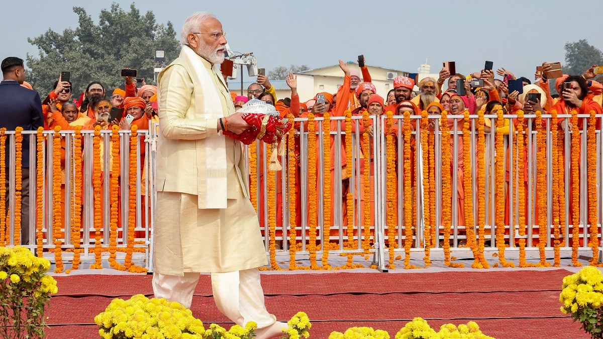 Prime Minister Narendra Modi at the 'Pran Pratishtha' ceremony of Ram temple, in Ayodhya (PTI) Prime Minister Narendra Modi at the 'Pran Pratishtha' ceremony of Ram temple, in Ayodhya (PTI)