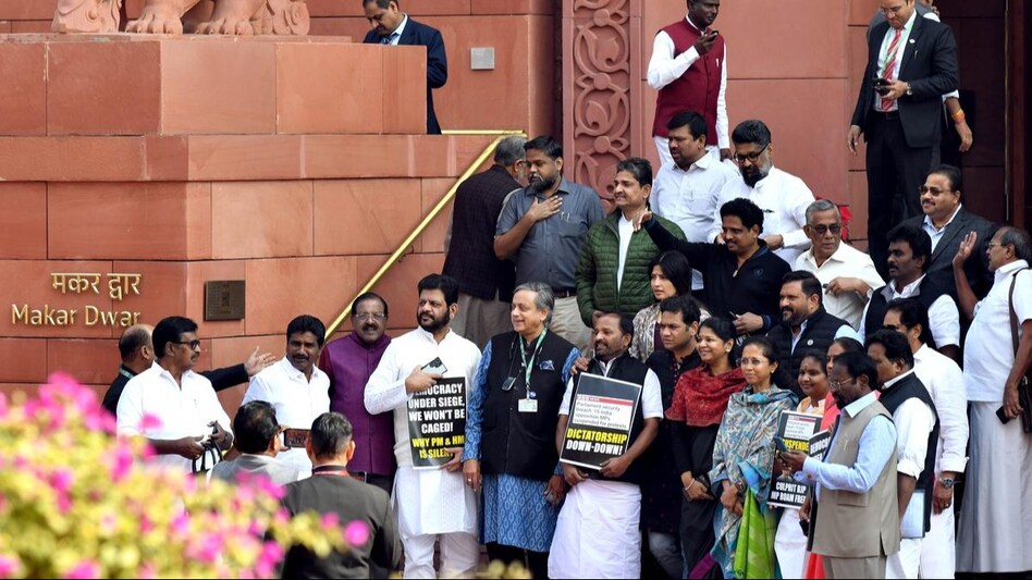 A total of 146 MPs were suspended last month during the Winter Session of Parliament A total of 146 MPs were suspended last month during the Winter Session of Parliament