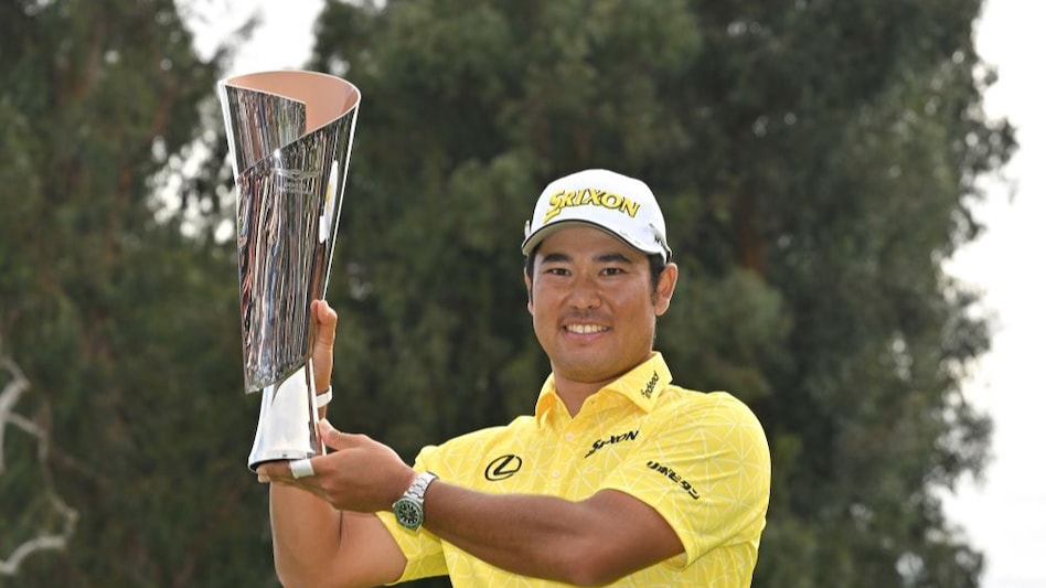 Japan’s Hideki Matsuyama holds up his Genesis Invitational trophy in Los Angeles on Sunday. Image courtesy PGA Tour/Getty Images. Japan’s Hideki Matsuyama holds up his Genesis Invitational trophy in Los Angeles on Sunday. Image courtesy PGA Tour/Getty Images.
