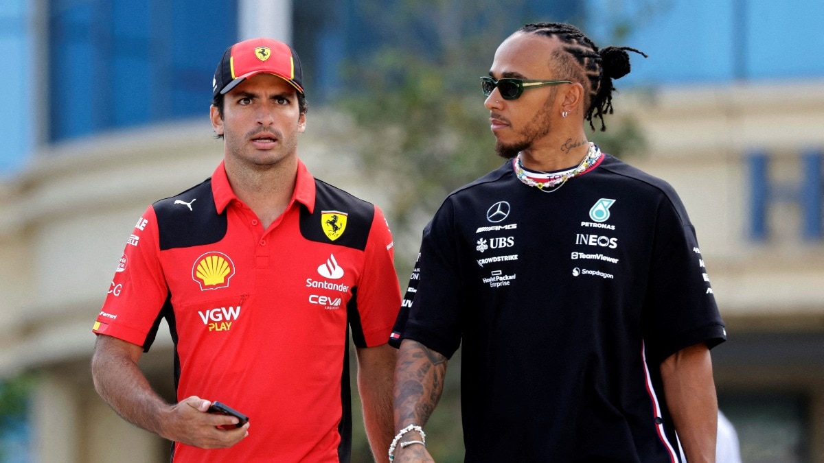 Ferrari's Carlos Sainz Jr. and Mercedes' Lewis Hamilton Ferrari's Carlos Sainz Jr. and Mercedes' Lewis Hamilton