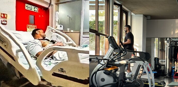 Kamath shared his ongoing recovery journey with two contrasting pictures - one from his hospital bed and another of him on a treadmill Kamath shared his ongoing recovery journey with two contrasting pictures - one from his hospital bed and another of him on a treadmill