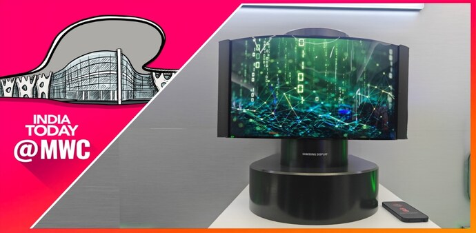 Samsung has shown off an AI speaker with rollable display that automatically unfolds. Samsung has shown off an AI speaker with rollable display that automatically unfolds.