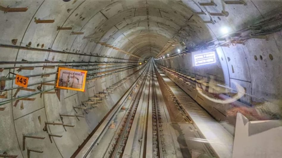 A metro train is expected to traverse a 520-metre stretch under the river in just 45 seconds. A metro train is expected to traverse a 520-metre stretch under the river in just 45 seconds.