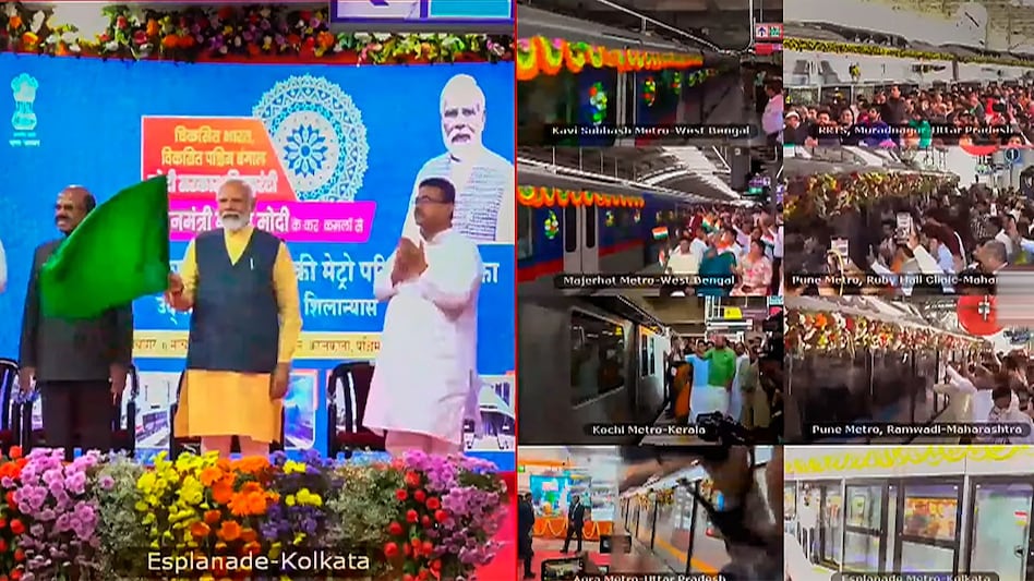PM Modi inaugurates various metro projects across the country, unveils underwater metro line in Kolkata PM Modi inaugurates various metro projects across the country, unveils underwater metro line in Kolkata