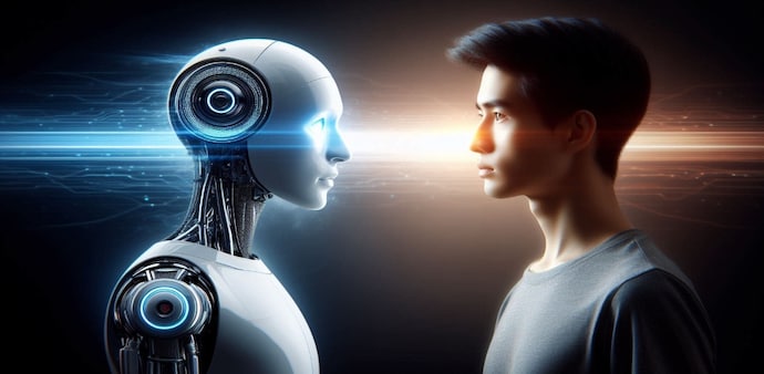 AI Robot facing a human (image only for representation) AI Robot facing a human (image only for representation)