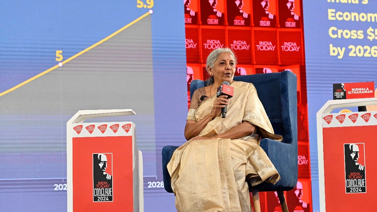 She made the remarks while addressing the session, "A $7 Trillion Economy by 2030: The Promise and the Pitfalls" at the 21st edition of the India Today Conclave 2024 in New Delhi. She made the remarks while addressing the session, "A $7 Trillion Economy by 2030: The Promise and the Pitfalls" at the 21st edition of the India Today Conclave 2024 in New Delhi.