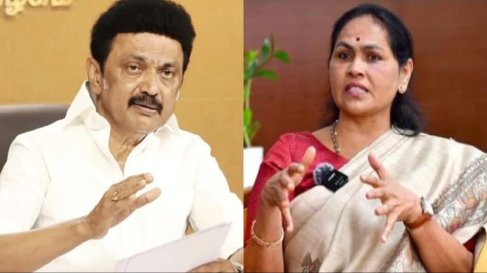 MK Stalin and Shobha Karandlaje MK Stalin and Shobha Karandlaje