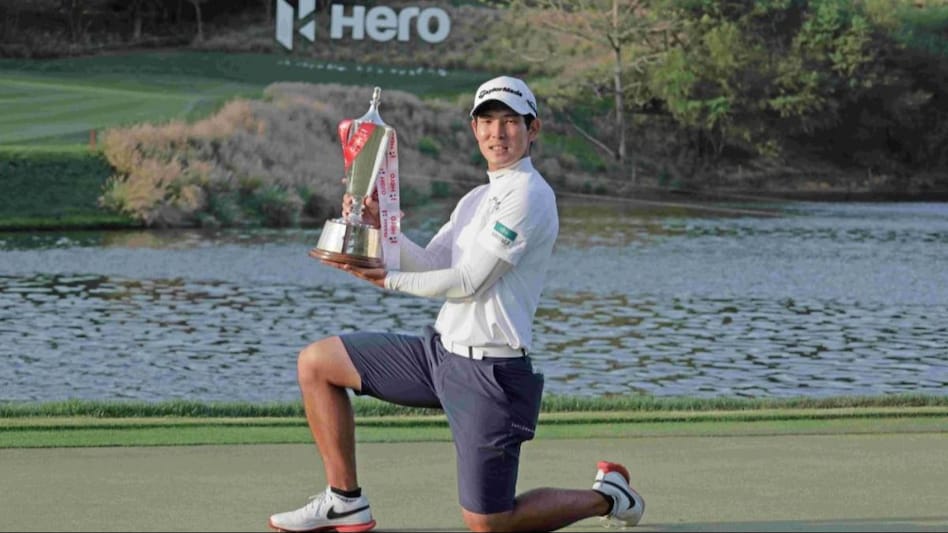 Japan’s Keita Nakajima with the Hero Indian Open trophy at the DLF Golf and Country Club on Sunday. Image courtesy Getty Images. Japan’s Keita Nakajima with the Hero Indian Open trophy at the DLF Golf and Country Club on Sunday. Image courtesy Getty Images.