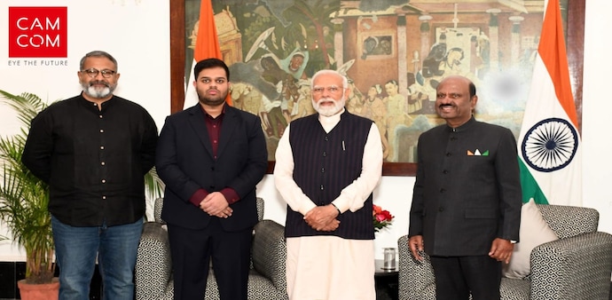 CamCom’s CEO, Ajith Nayar with the Hon. Prime Minister of India, and the Hon. Governor of West Bengal after the briefing on the creation of the world’s 1 st Large Vision Model (LVM) CamCom’s CEO, Ajith Nayar with the Hon. Prime Minister of India, and the Hon. Governor of West Bengal after the briefing on the creation of the world’s 1 st Large Vision Model (LVM)
