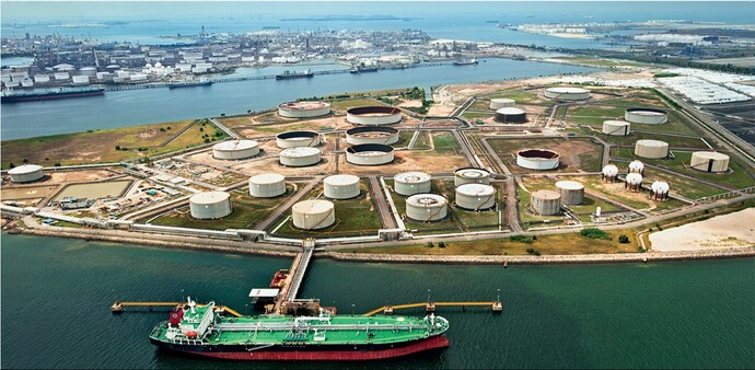 Crude oil tankers off Jurong Island, Singapore Crude oil tankers off Jurong Island, Singapore