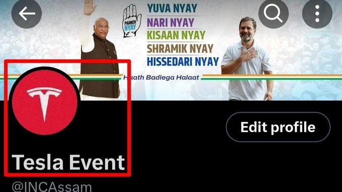 Assam Congress' official X account hacked, username changed to 'Tesla event'
