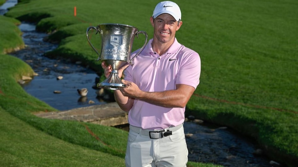 World number two Rory McIlroy of Northern Ireland with his Wells Fargo Trophy in Charlotte, North Carolina on Sunday. Image courtesy PGA Tour/Getty Images. World number two Rory McIlroy of Northern Ireland with his Wells Fargo Trophy in Charlotte, North Carolina on Sunday. Image courtesy PGA Tour/Getty Images.