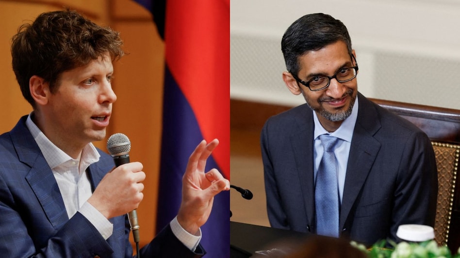 OpenAI CEO Sam Altman and Google CEO Sundar Pichai OpenAI CEO Sam Altman and Google CEO Sundar Pichai