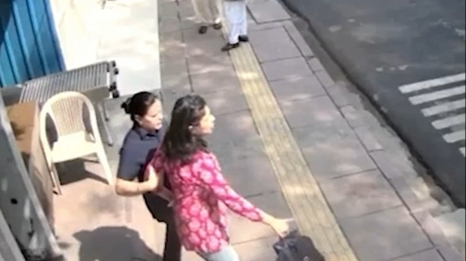 In the new CCTV footage, Maliwal is seen trying to free herself from a security personnel’s grip. In the new CCTV footage, Maliwal is seen trying to free herself from a security personnel’s grip.