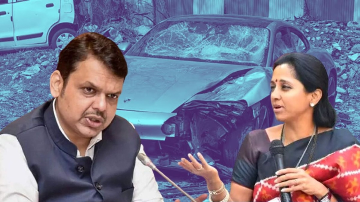 Supriya Sule expressed her surprise at Devendra Fadnavis "rushing" to Pune and making comments about the accident Supriya Sule expressed her surprise at Devendra Fadnavis "rushing" to Pune and making comments about the accident