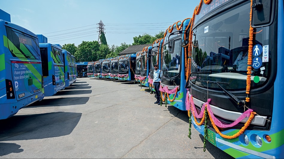 Electric buses being flagged off in New Delhi in September 2023 (Photo by Manish Rajput) Electric buses being flagged off in New Delhi in September 2023 (Photo by Manish Rajput)