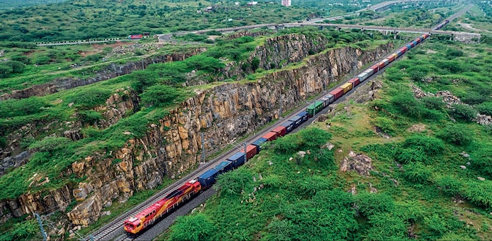 A freight train passing through the Ajmer section of the Western Dedicated Freight Corridor A freight train passing through the Ajmer section of the Western Dedicated Freight Corridor
