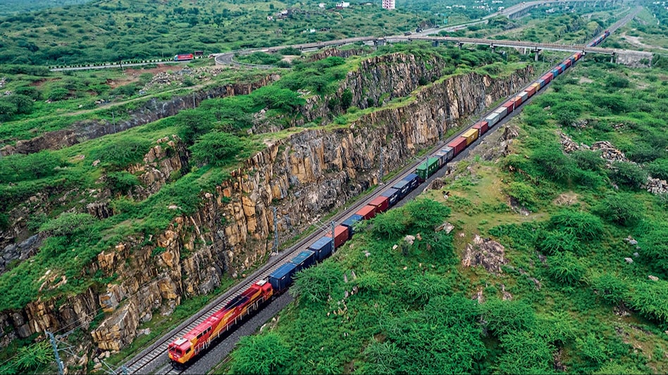 A freight train passing through the Ajmer section of the Western Dedicated Freight Corridor A freight train passing through the Ajmer section of the Western Dedicated Freight Corridor