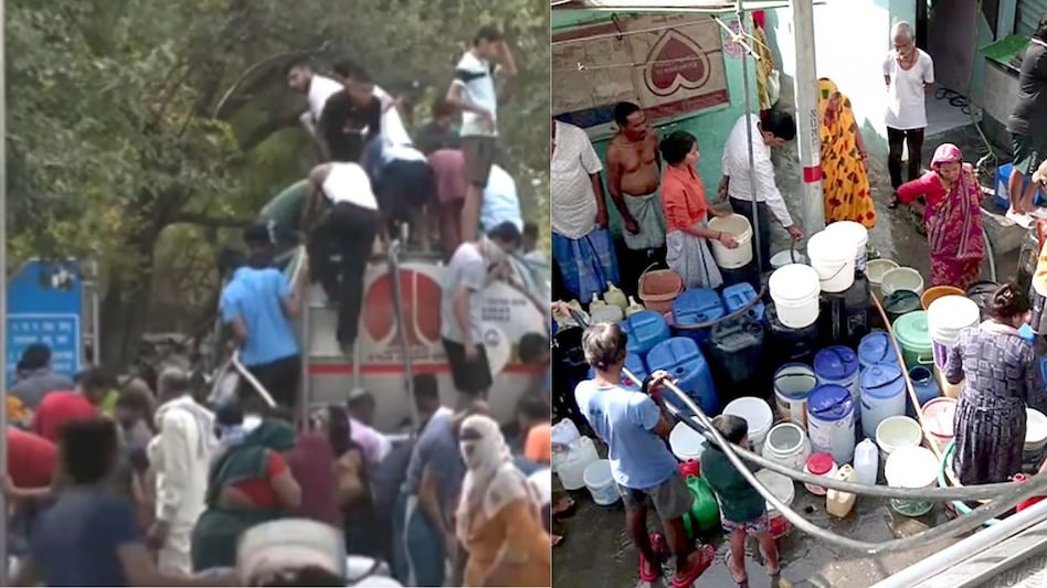 Videos of Delhiites climbing rushing at the sight of the tanker to get water have also been doing the rounds on social media. Videos of Delhiites climbing rushing at the sight of the tanker to get water have also been doing the rounds on social media.