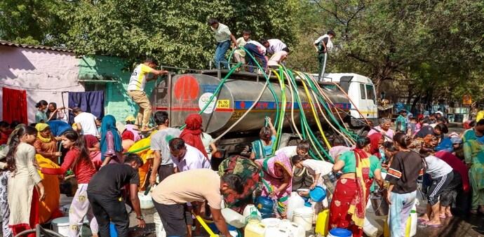 The widespread water scarcity in the national capital amid the ongoing heatwave conditions has left residents scrambling for precious drops. The widespread water scarcity in the national capital amid the ongoing heatwave conditions has left residents scrambling for precious drops.