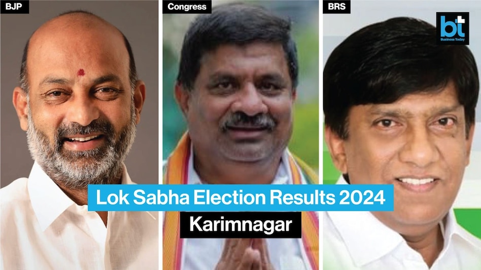 Lok Sabha Election Results 2024: (From left) BJP has fielded Bandi Sanjay Kumar for the Karimnagar Lok Sabha seat. His main challenger is B Vinod Kumar of BRS. Congress has fielded Velichala Rajender Rao as their representative. Lok Sabha Election Results 2024: (From left) BJP has fielded Bandi Sanjay Kumar for the Karimnagar Lok Sabha seat. His main challenger is B Vinod Kumar of BRS. Congress has fielded Velichala Rajender Rao as their representative.