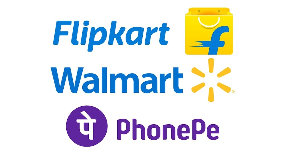 Walmart, Flipkart and PhonePe logos Walmart, Flipkart and PhonePe logos